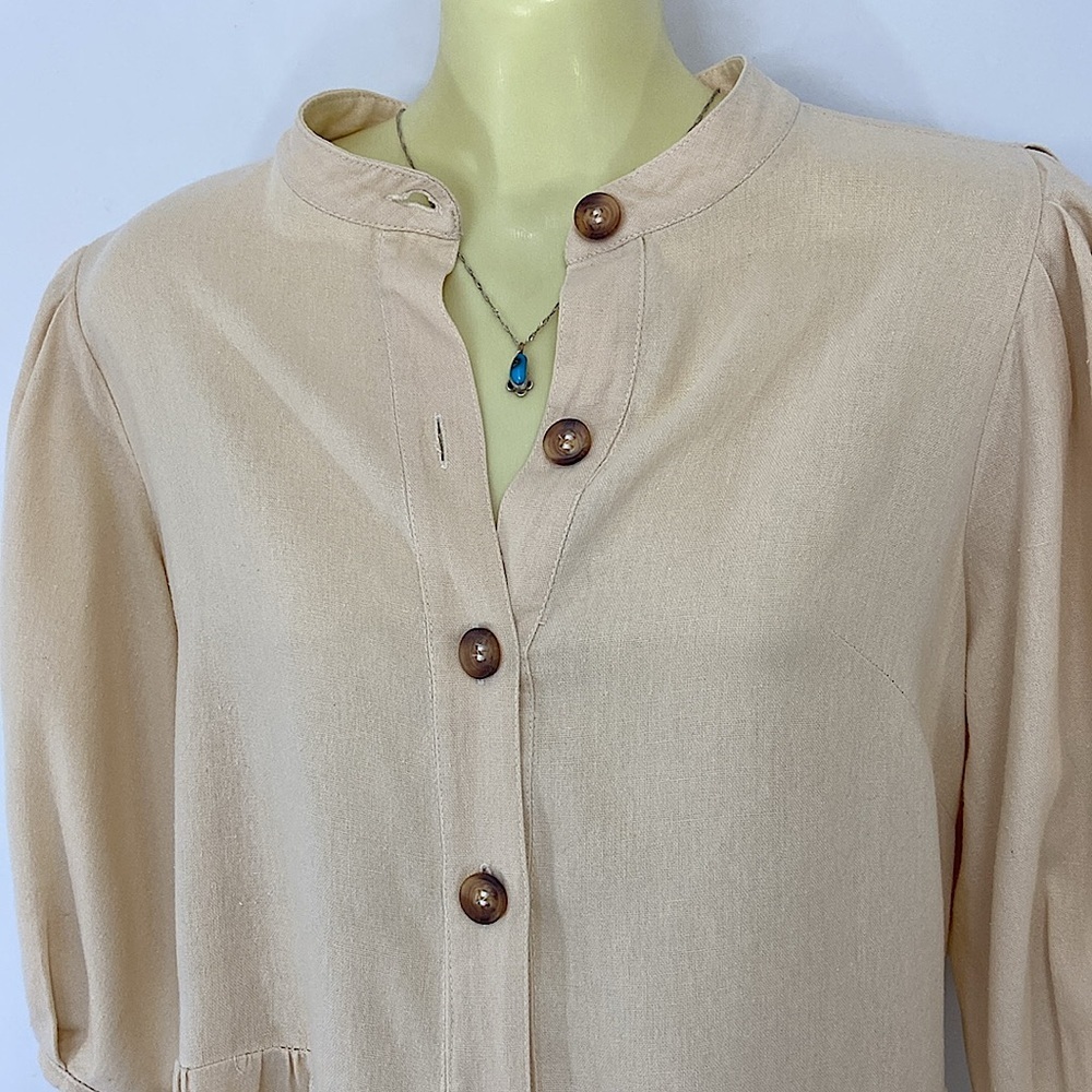 Farm Rio Dress Creme Button Down Ruffle Accents Sz Sm NWOT - Picture 2 of 7